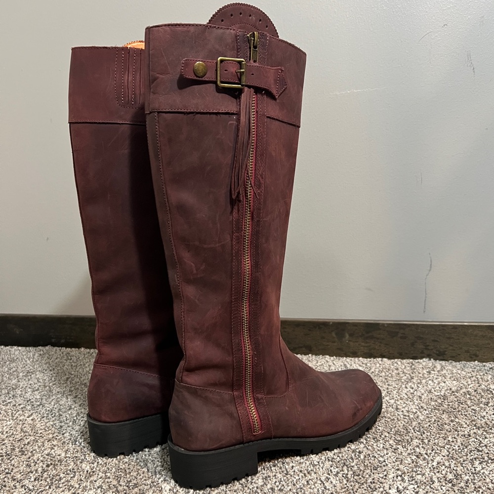 Volatile Nottingham Tall Leather Wine Boots
